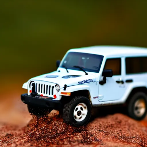 Prompt: micro machines, Jeep Commander, bokeh, macro photography