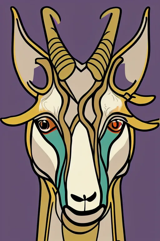 Image similar to Portrait of a goat that is a drug dealer, sticker, andromorphic, colorful, illustration, highly detailed, simple, smooth and clean vector curves, no jagged lines, vector art, smooth