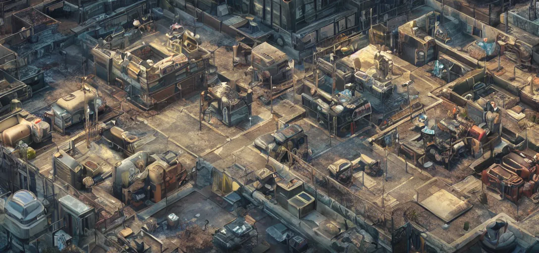 Prompt: Isometric 3d octane render of Fallout 4 Diamond City