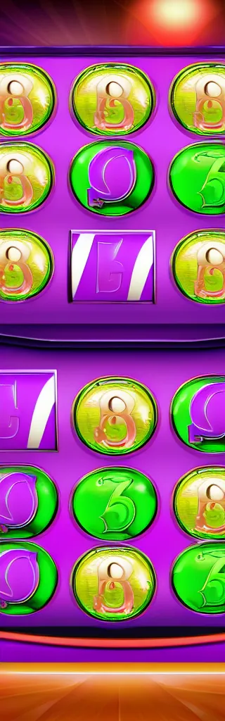 Image similar to purple and green slots casino interface, material design