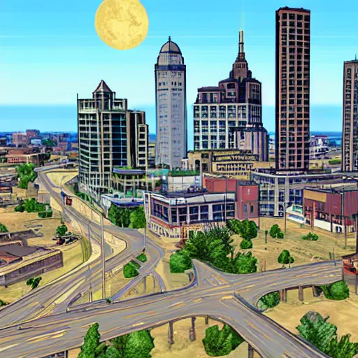 Image similar to providence, rhode island in the style of gta 5