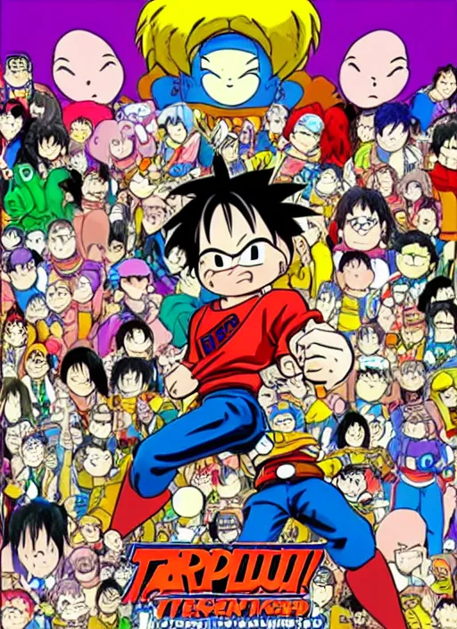 Image similar to happy teenager in the style of akira toriyama