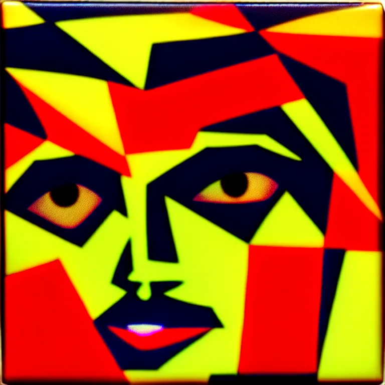 Image similar to i stare into a reflection of my time expiring. emergence of desperate faces. fauvism, pyramids of hyperspace. as a fancy square ceramic tile