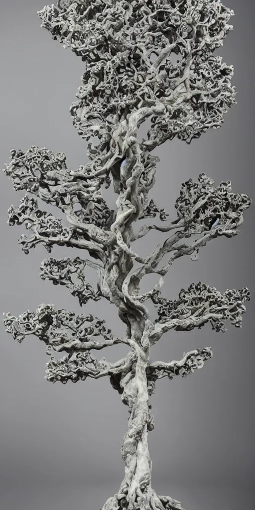 Prompt: stunning hyperdetailed tree with intricate roots of marble and glass sculpted by canova