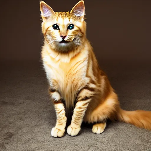 Image similar to a feline golden retriever - cat - hybrid, animal photography