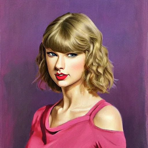 Image similar to Taylor Swift portrait painted by Normand Rockwell