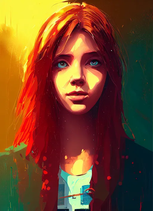 Image similar to a portrait of a pretty sewer punk young lady by alena aenami