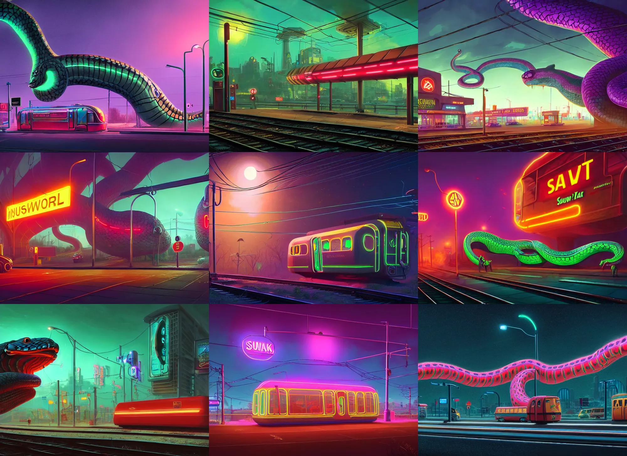 A Giant Snake Pulling Up At The Subway Station Giant Stable 