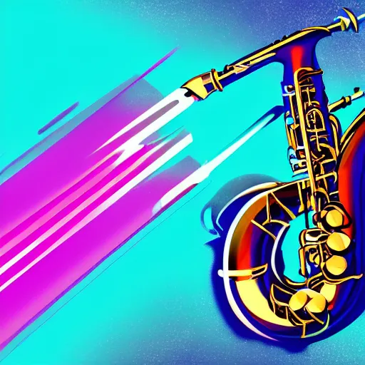 Prompt: saxophone, epic retrowave art, hyperrealistic, trending on art station