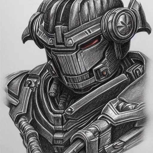 Image similar to a hyper - detailed pencil drawing of doom slayer by kentaro miura,