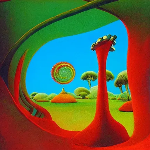 Prompt: A New Dawn, A sense of Awe, Indian Art, Exposure, Slit-Scan Photography, Ultra-HD, Happy, Excited, by Roger Dean and Dr Seuss