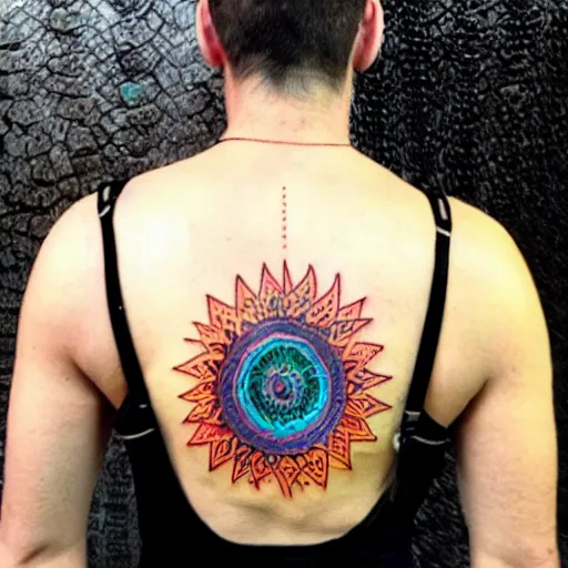 Image similar to a small oneliner tattoo!! representing goa, psytrance and music
