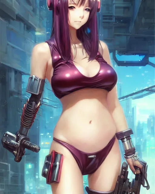 Image similar to portrait Anime Girl in bikini armor cute-fine-face, pretty face, realistic shaded Perfect face, fine details. Anime. Warhammer, futuristic, cyberpunk realistic shaded lighting by katsuhiro otomo ghost-in-the-shell, magali villeneuve, artgerm, rutkowski Jeremy Lipkin and Giuseppe Dangelico Pino and Michael Garmash and Rob Rey