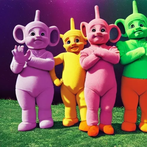 Image similar to Teletubbies with dwarfism acidwave