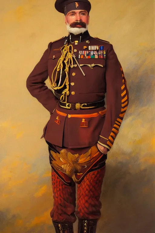 Prompt: full body portrait of the dictator of the phoenix suns, 1 8 8 9, in full military garb, oil on canvas by william sidney mount, trending on artstation