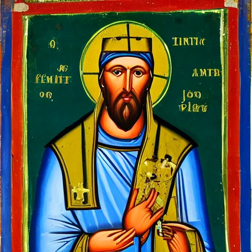 Image similar to Saint Polar Bear of the hinterlands, Byzantine painting