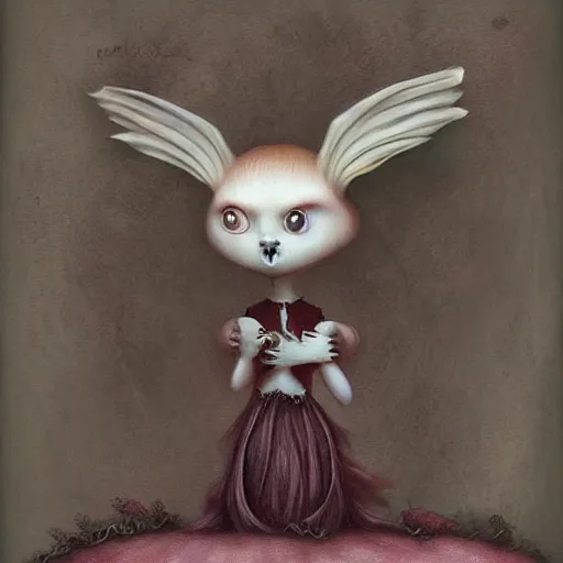 Prompt: a weird surreal and whimsical creature, fantasy concept art by nicoletta ceccoli, mark ryden, lostfish, max fleischer