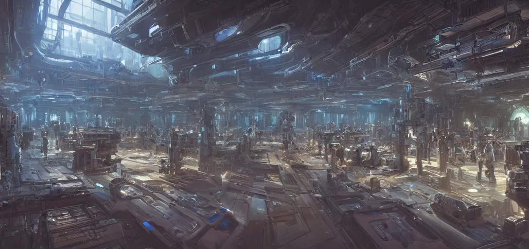 Image similar to A cybernetic lab in the future intricate, hyper detailed, 8k, james gurney, greg rutkowski, john howe, artstation