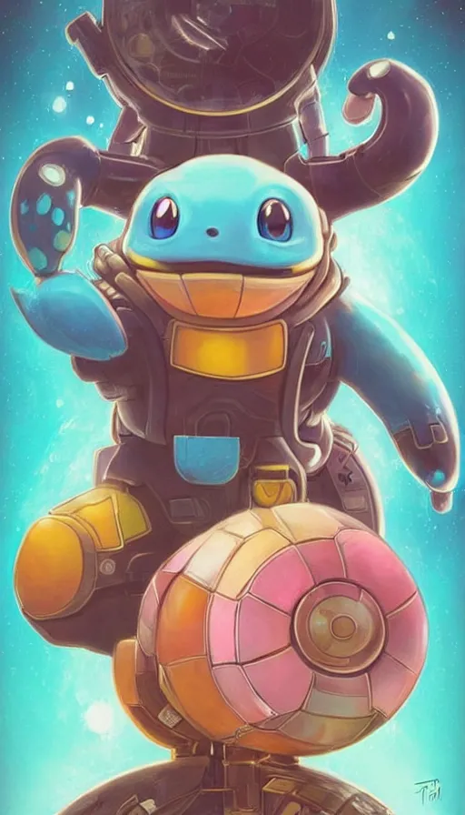 Prompt: lofi BioPunk Pokemon Squirtle portrait Pixar style by Tristan Eaton_Stanley Artgerm and Tom Bagshaw,