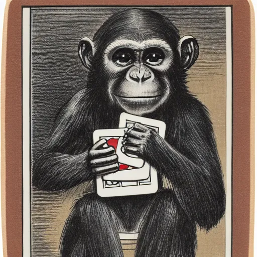 Prompt: ''A centered image of a monkey holding cards in his hand, 8k, realistic''