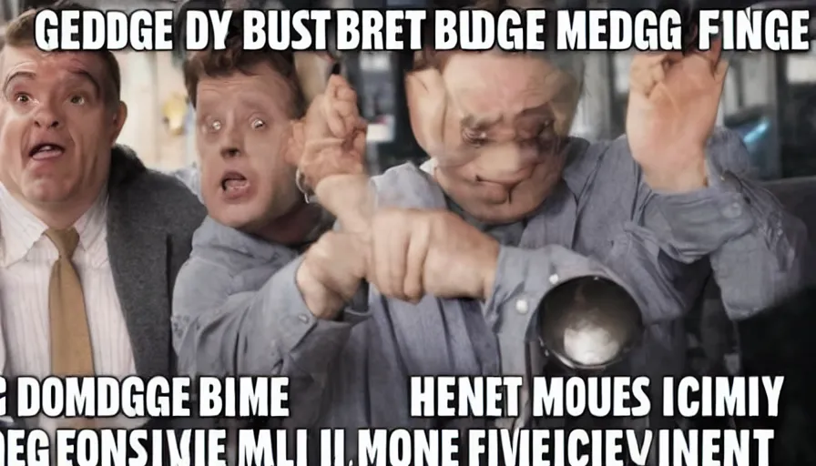 Prompt: huge budget Comedy movie, an Funny Meme activates the Meme Machine device