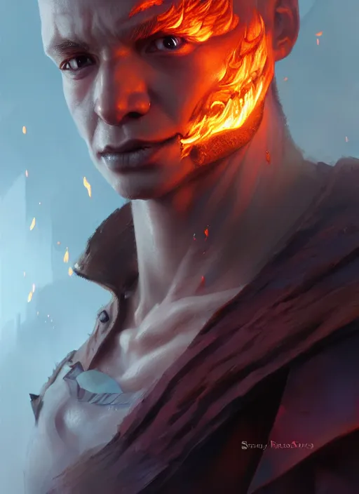 Prompt: character concept art of a fire sorcerer, key visual, realistic shaded perfect face, fine details, dystopian environment and background, by stanley artgerm lau, wlop, rossdraws, james jean, andrei riabovitchev, marc simonetti, and sakimichan, trending on artstation