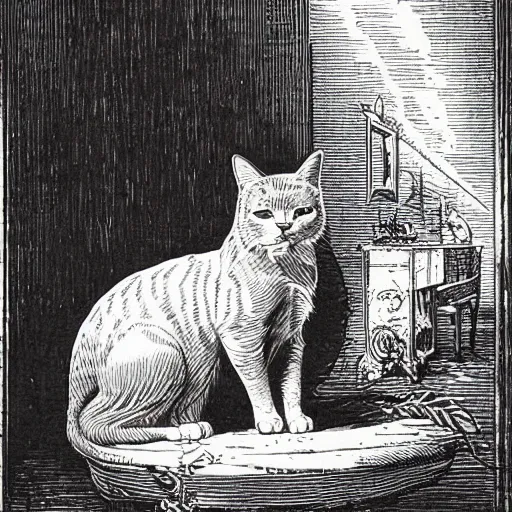 Image similar to Franklin Booth illustration of a cat