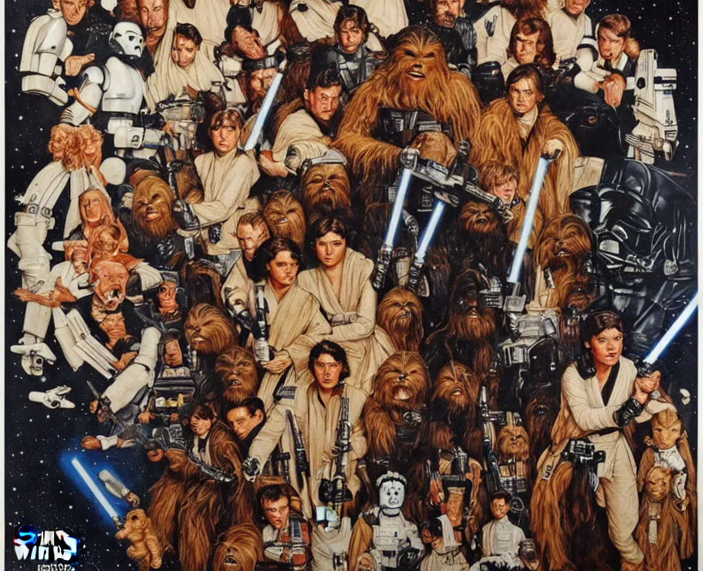 Image similar to star wars movie poster in the style of norman rockwell, detailed painting, 8 k