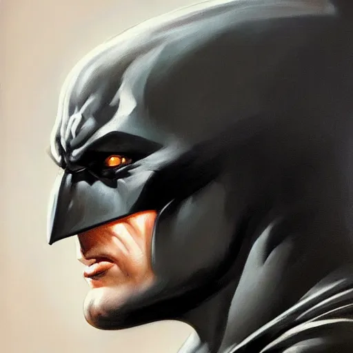 Image similar to an ultra - realistic portrait painting of batman in the style of frank frazetta. 4 k. ultra - realistic. highly detailed. dark fantasy. epic lighting.