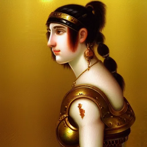 Image similar to portrait of an ancient roman character in incredible rich ornate armor, by ilya kuvshinov, by thomas lawrence, by bayard wu, trending on artstation, green, masterpiece