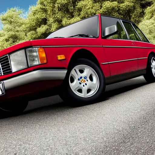 Prompt: Volvo 240D designed by Ferrari, 4k, ultra hd, hyperrealistic, award-winning, exotic, italian