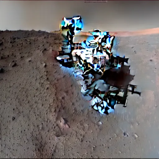 Prompt: photo of mars rover next to carl sagan, detailed face