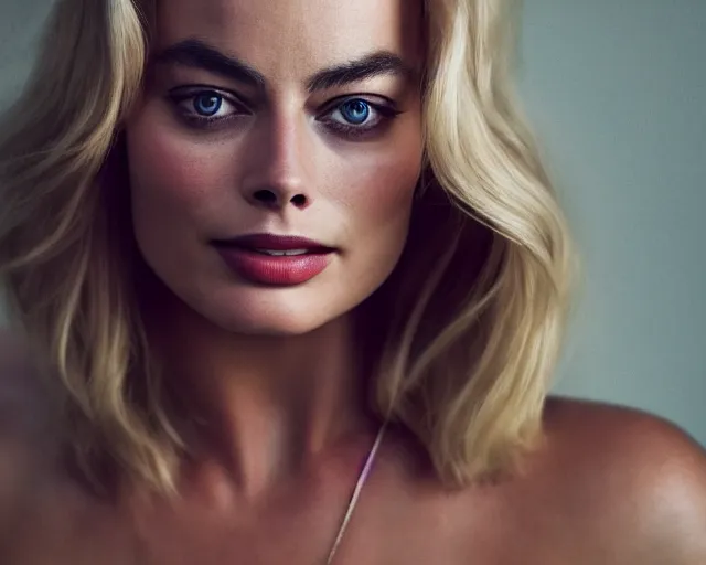 Prompt: a more beautiful version of margot robbie, hyper realistic face, beautiful eyes, cinematic, long shot, hyper detailed, 8 5 mm photograph, 8 k resolution, film still, sharp lens, wide lens