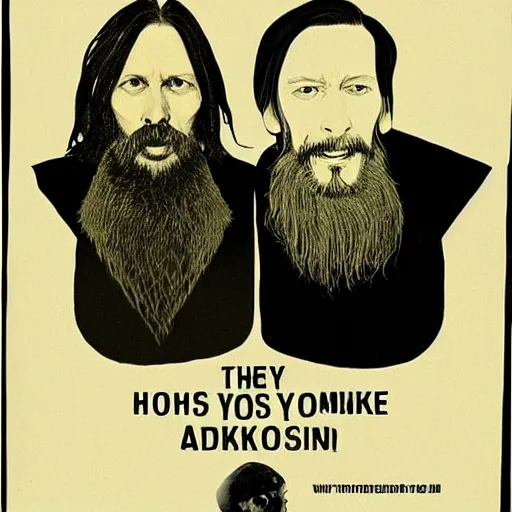 Image similar to Thom Yorke and Rasputin singing