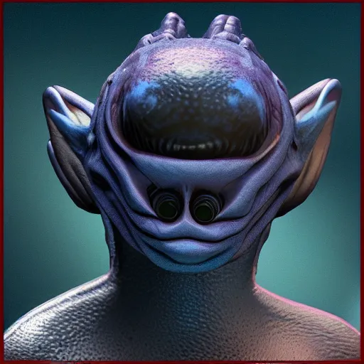 Prompt: indigo polypedal alien creature character concept detailed photo realistic 3d render 4k