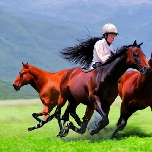 Prompt: horses at ultra high speeds