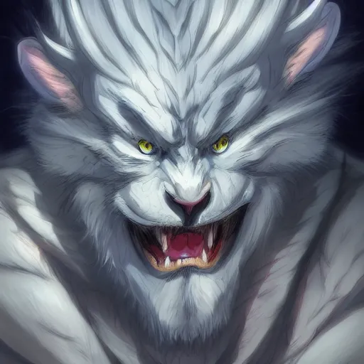 Image similar to anime portrait of Kaidou King of Beasts as an anime antagonist by Stanley Artgerm Lau, WLOP, Rossdraws, James Jean, Andrei Riabovitchev, Marc Simonetti, and Sakimichan, trending on artstation