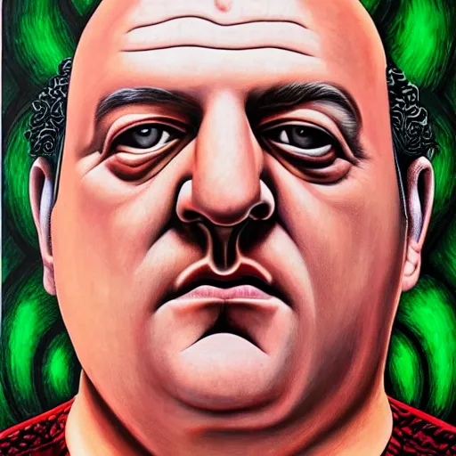 Prompt: a portrait of tony soprano painted by alex grey