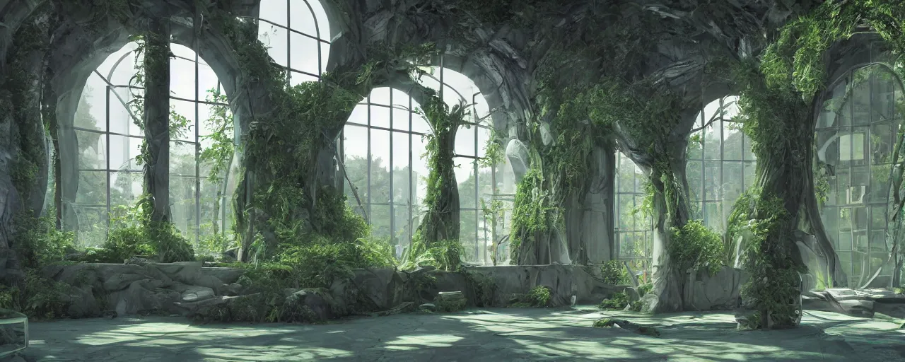 Prompt: Futuristic Roman room arched windows with view of a forest outside::1, organic neon lights, greenery, comfortable, cinematic, octane render, dreamlike, psychedelic, otherworldly, weird, vaporwave, interesting details, volumetric lighting, dramatic, fantasy, by Moebius, by zdzisław beksiński, Fantasy LUT, epic composition, 8k,