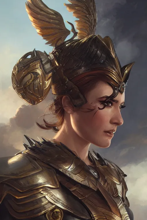 Image similar to amazon valkyrie athena, d & d, fantasy, portrait, highly detailed, headshot, digital painting, trending on artstation, concept art, sharp focus, illustration, art by artgerm and greg rutkowski and magali villeneuve