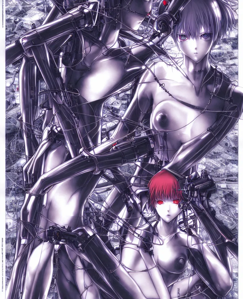 Prompt: symmetrical, rei ayanami, depth perception, depth of field, high resolution, action horror, gothic, rich deep colors. by yoshitaka amano, by yukito kishiro, by yoshiyuki sadamoto, masterpiece, digital illustration of digital globe