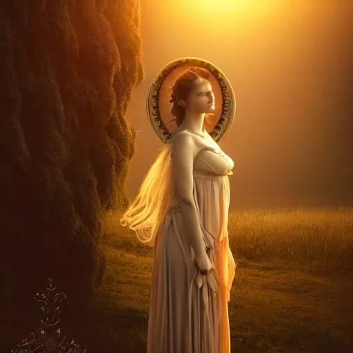 Prompt: photographic portrait of a stunningly beautiful gothic art nouveau female in soft dreamy light at sunset, god rays, contemporary fashion shoot, by edward robert hughes, annie leibovitz and steve mccurry, david lazar, jimmy nelsson, breathtaking, 8 k resolution, extremely detailed, beautiful, establishing shot, artistic, hyperrealistic, beautiful face, octane render