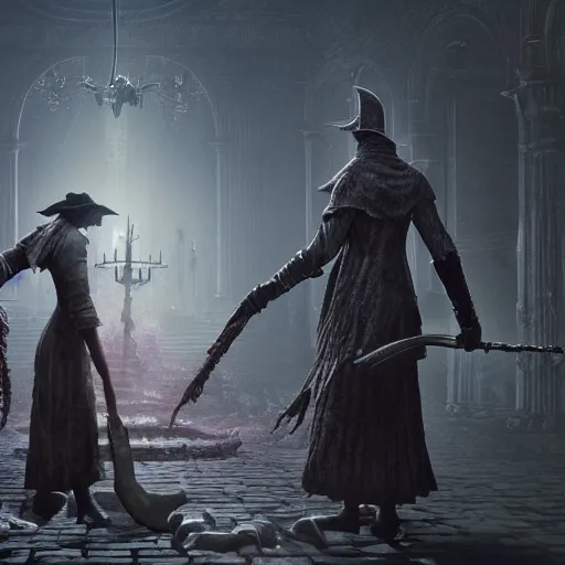 Prompt: high quality digital photo of murgo's wet nurse from bloodborne