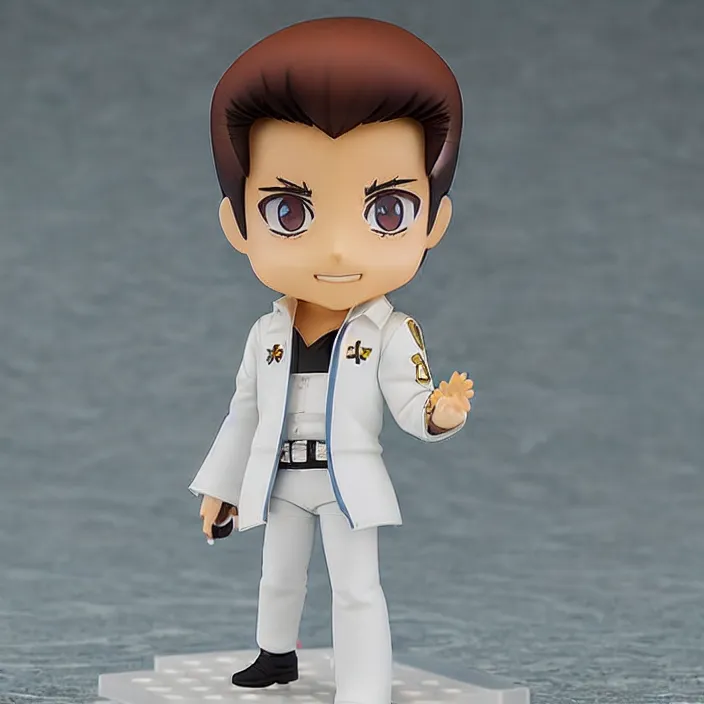 Image similar to Elvis Presley, An anime Nendoroid of Elvis Presley, Aquarel