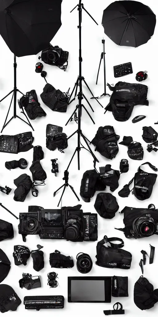 Image similar to knolling photography, studio producer, 30mm