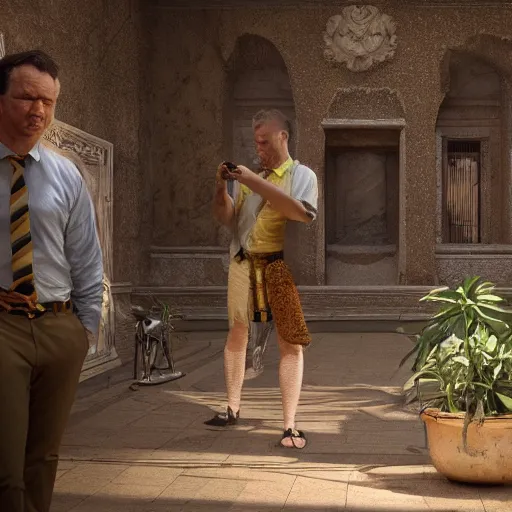 Image similar to hyperrealistic dslr film still of ace ventura pet detective in ancient rome, bees,, stunning 8 k octane comprehensive 3 d render, inspired by istvan sandorfi & greg rutkowski & unreal engine, perfect symmetry, dim volumetric cinematic lighting, extremely hyper - detailed, extremely lifelike attributes & lifelike texture, intricate, masterpiece, artstation, stunning