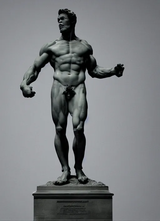 Prompt: Michelangelo's statue of young Arnold Schwarzenegger, highly detailed, 8k