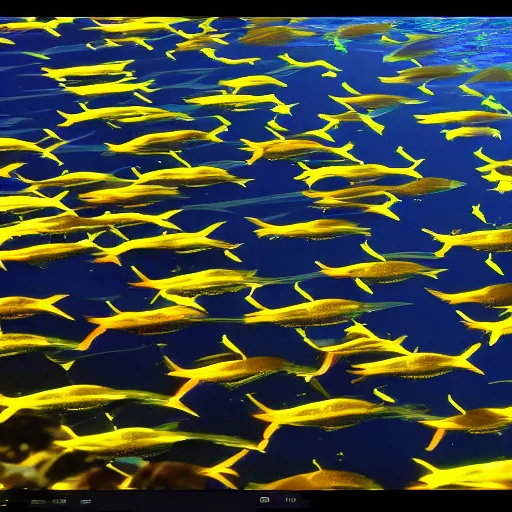 Image similar to beautiful screenshot of school of glowing fish swimming through river from anime film by makoto shintai, night time, close up shot, 4K, colorful, elegant