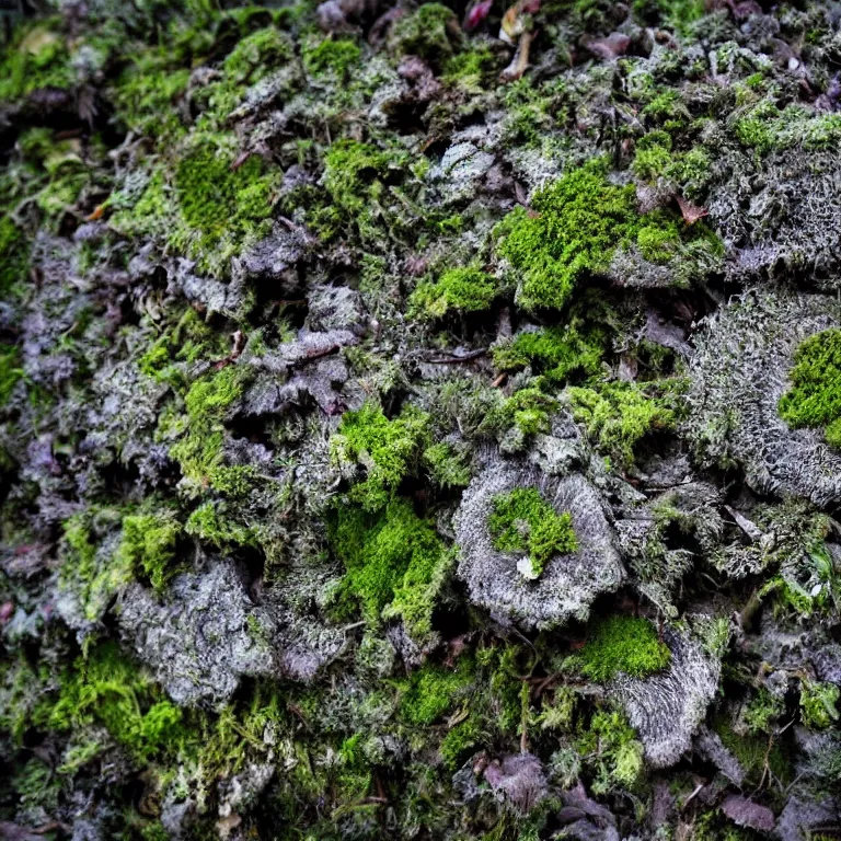 Prompt: a drawn picture lichens and moss close-up various fungus, mushrooms and plants, Atmospheric phenomenon, artistic photography, muted colors, conceptual, long exposure outside the city