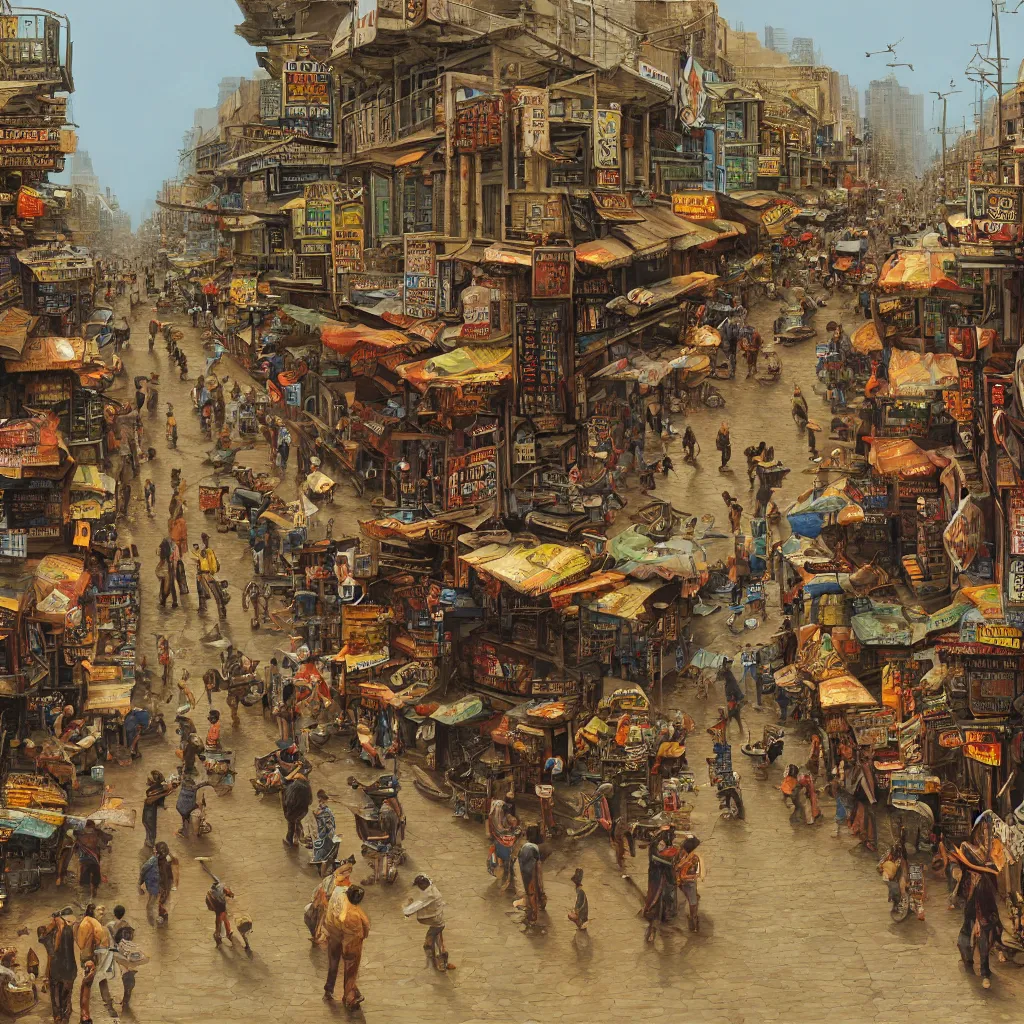 Prompt: detailed painting of gang nam street, trending on art station, by ted nasmith